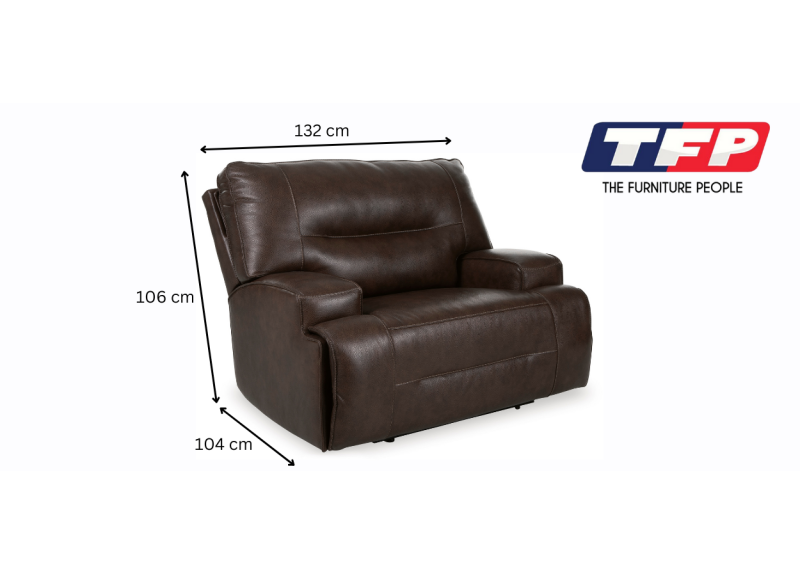 Electric Leather Recliner Oversized Armchair in Brown Colour - Falcon